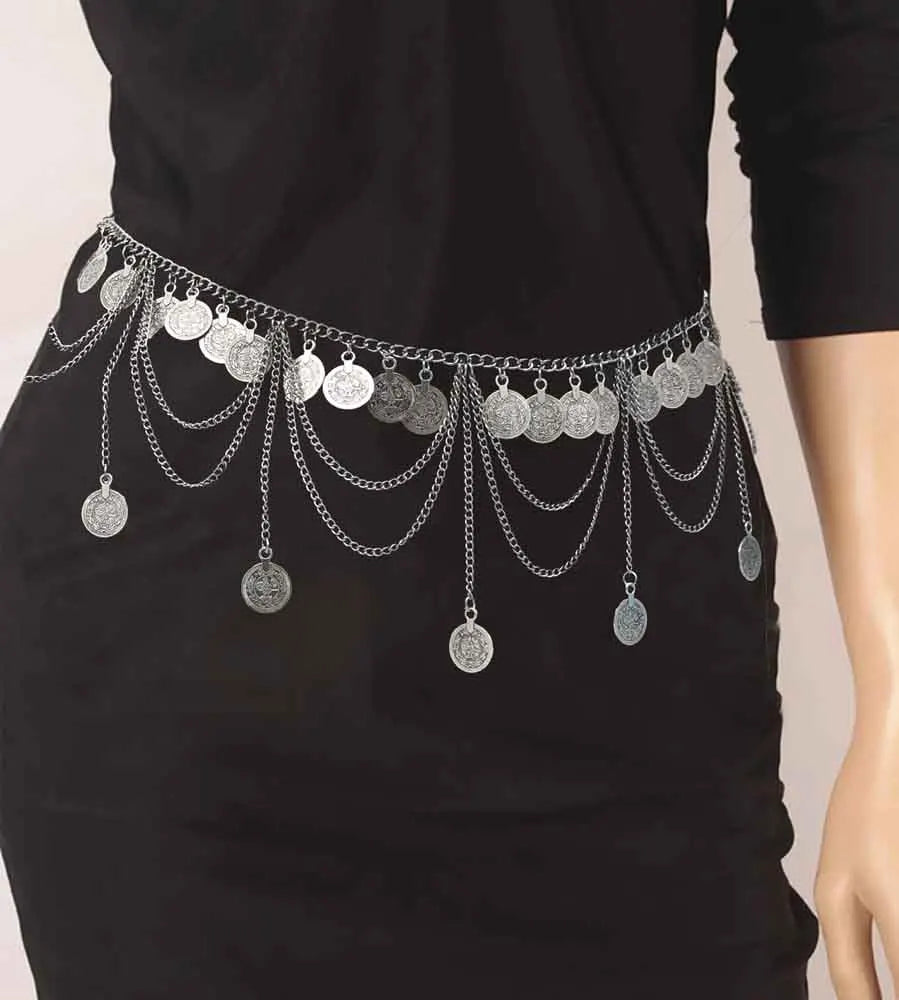Bohemian Vintage Metal Coin Tassel Belly Chains for Women Female Ethnic Dancing Dress Belt Body Chain Party Jewelry GIft