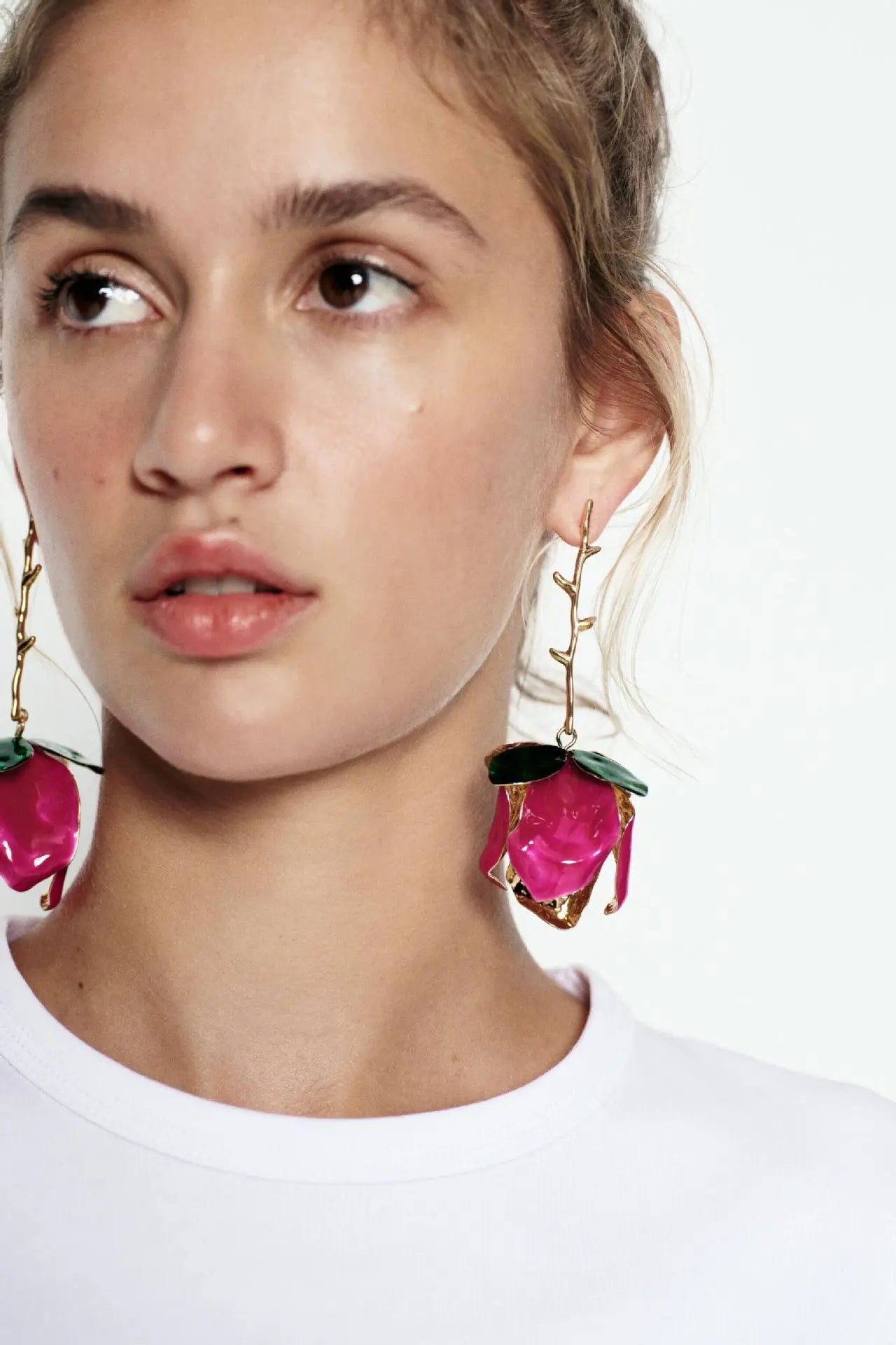 Summer New Alloy Purple Flower Green Leave Geometric Dangle Earrings for Women Party Holiday Travel Jewelry Accessories