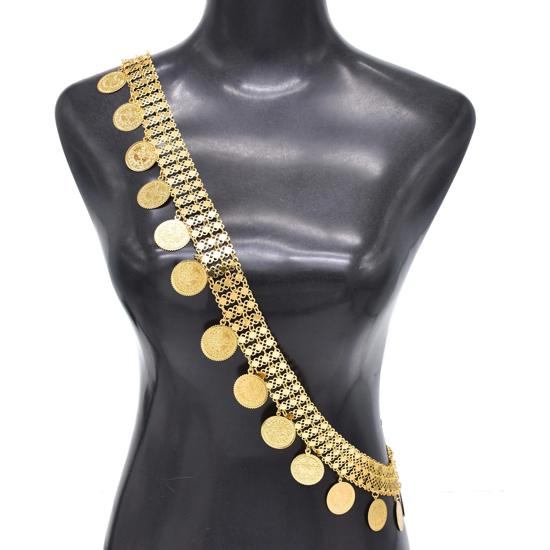 Indian Women Body Accessory Golden Coin Tassel Statement Body Jewelry Belly Chains Ornament Afghanistan Dresses Men Afghan Style