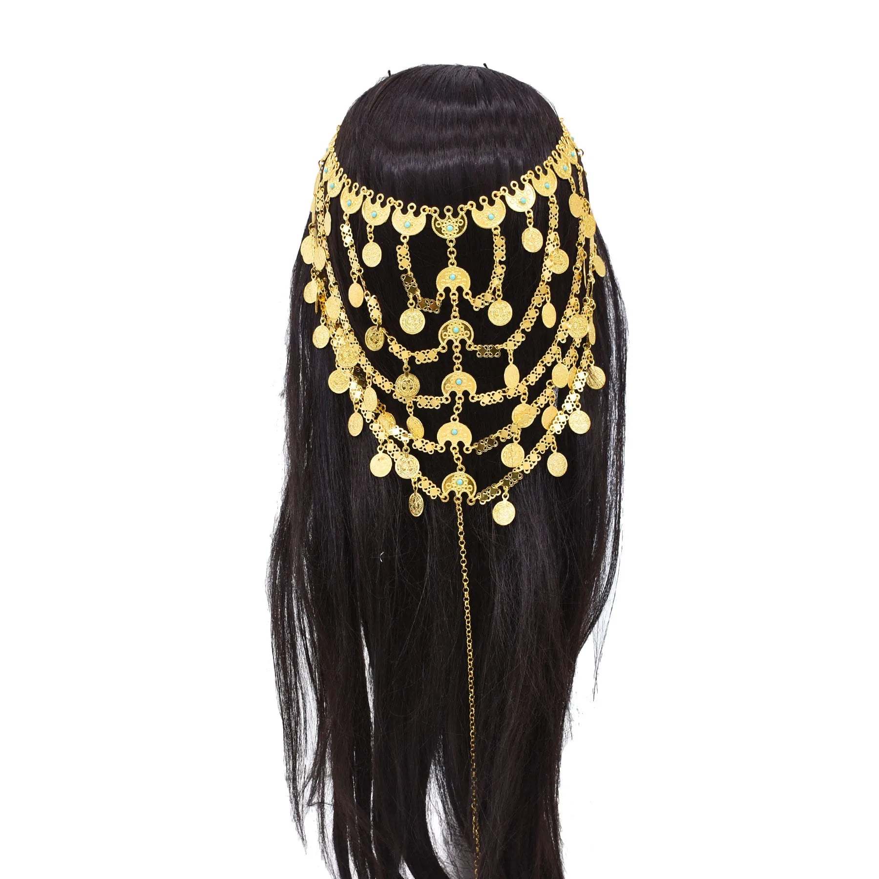 Women Hair Jewelry Golden Long Tassel India Ethnic Party Dance Statement Hairwear Afghan Charms Heabdand Feminina