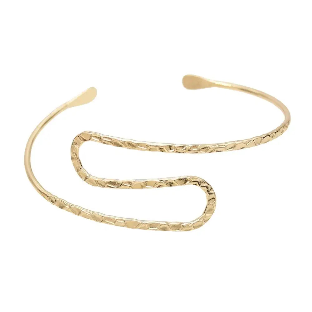 Unique Gold Color Egypt Swirl Snake Arm Cuff Armlet Armband Big Wide Bangle Bracelet Cuff Indian Jewelry Pulseiras Women Men