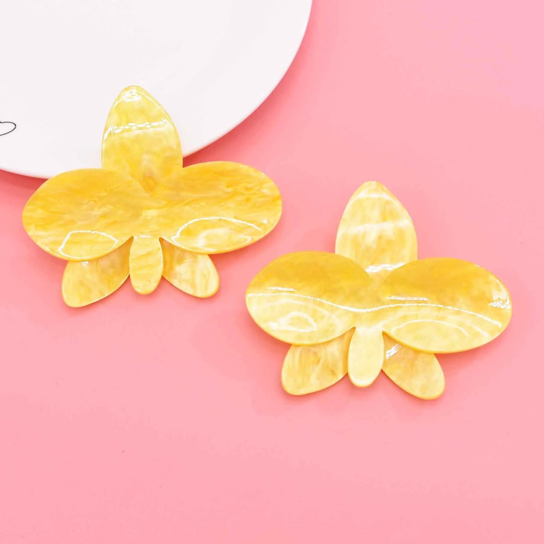 European and American Fashion Summer Fresh Acrylic Flower Earrings Dopamine Exaggerated Floral Earrings Candy Color Earrings