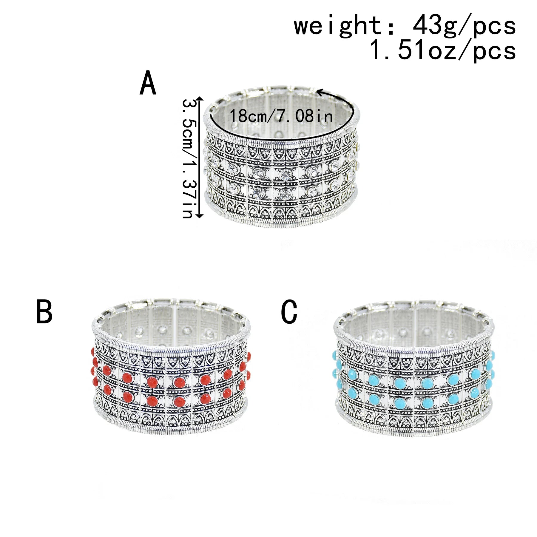 Big Afghan Vintage Elastic Chain Bracelets & Bangles for Women Boho Adjustable Red Stone Wristbands Bracelet Gypsy Party Jewelry